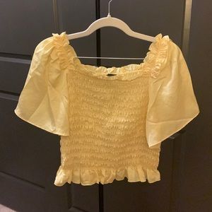 Smocked Flutter Sleeve Cropped Top